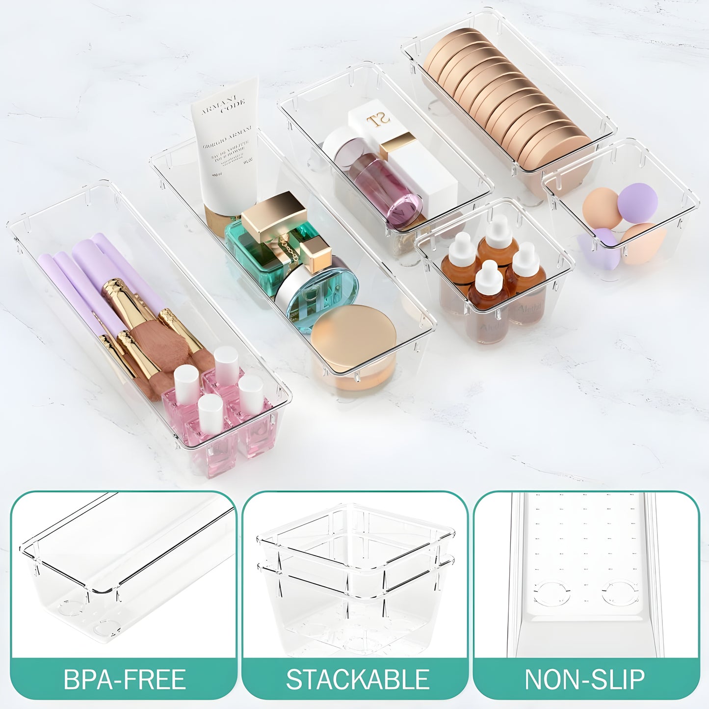 Acryva™ 7-Piece Storage Organizer Trays